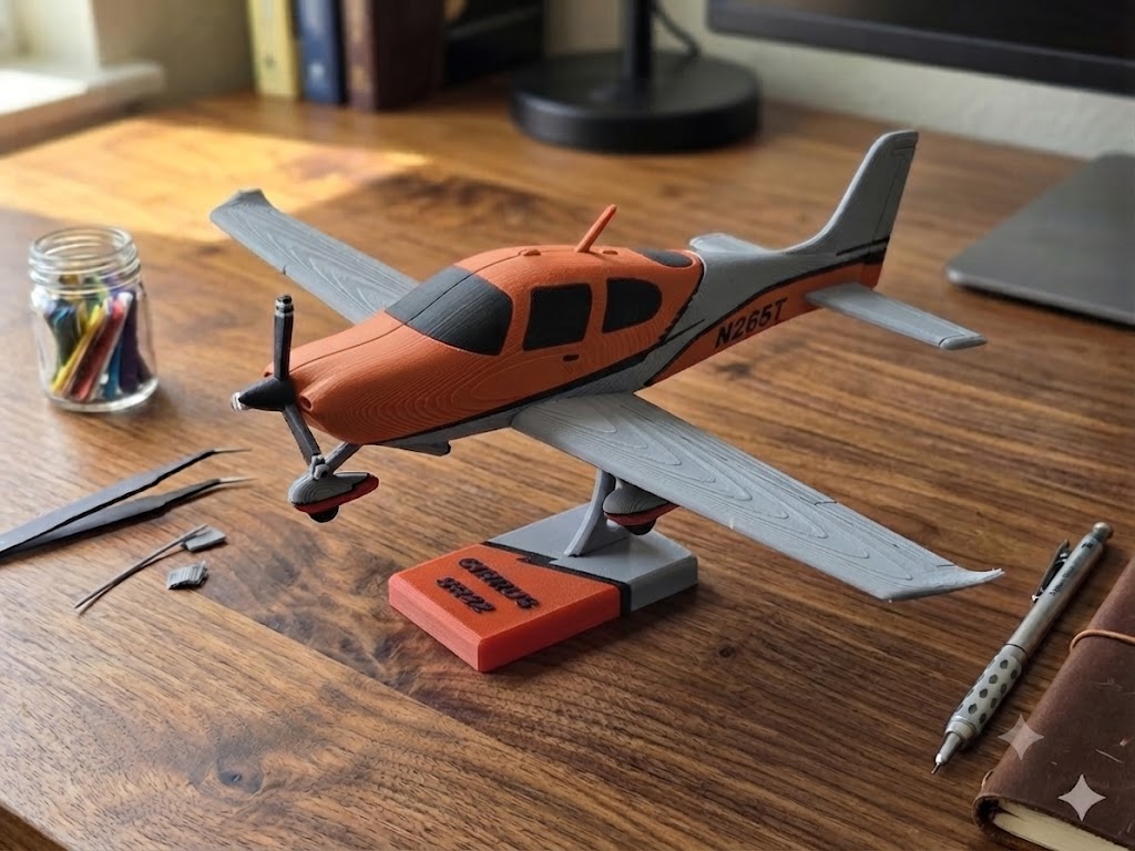 3D Printed Cirrus SR22 Model Kit DIY Aircraft Build Display