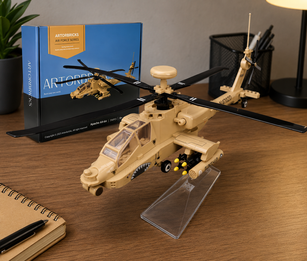 H-64 Apache Military Helicopter Building Set – 223 Piece Model Kit