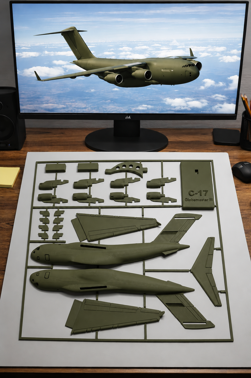C-17 Globemaster III 3D Printed Aircraft Model Kit – USAF Military Cargo Plane
