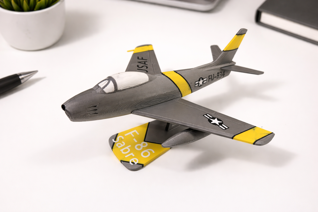 F-86 Sabre 3D Printed Aircraft Model Kit – Buildable Fighter Jet Desk Display