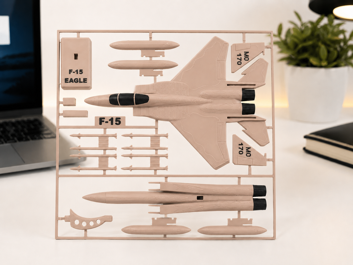 F-15 Eagle 3D Printed Aircraft Model Kit – White & Gray Fighter Jet Edition