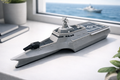 USS Littoral Combat Ship 3D Printed Display Model – Rotating Gun Naval Warship Decor
