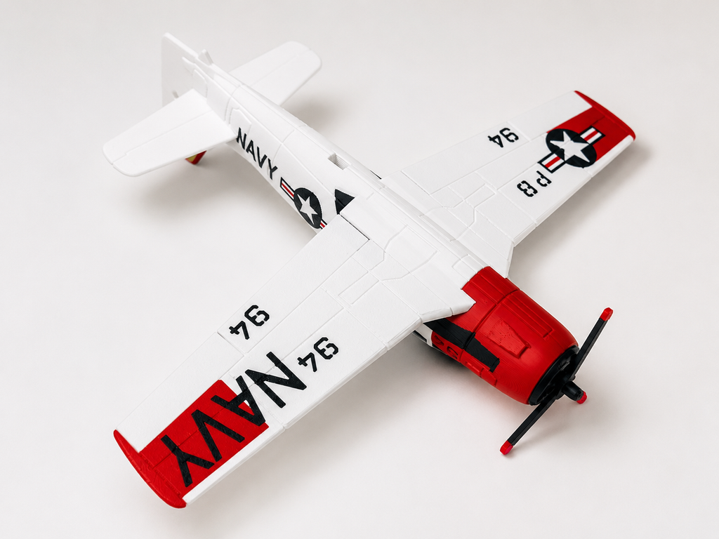 T-28 Trojan Navy Kit Card 3D Printed Aircraft Model Kit | Snap Fit Desk Display | DIY Plane Gift