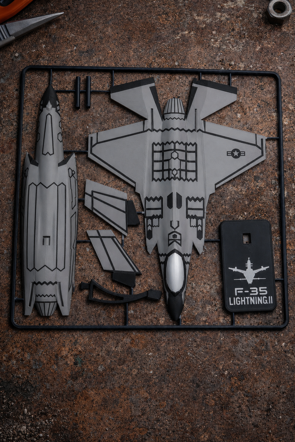 F-35 Lightning II Black 3D Printed Aircraft Model Kit – Stealth Fighter Edition