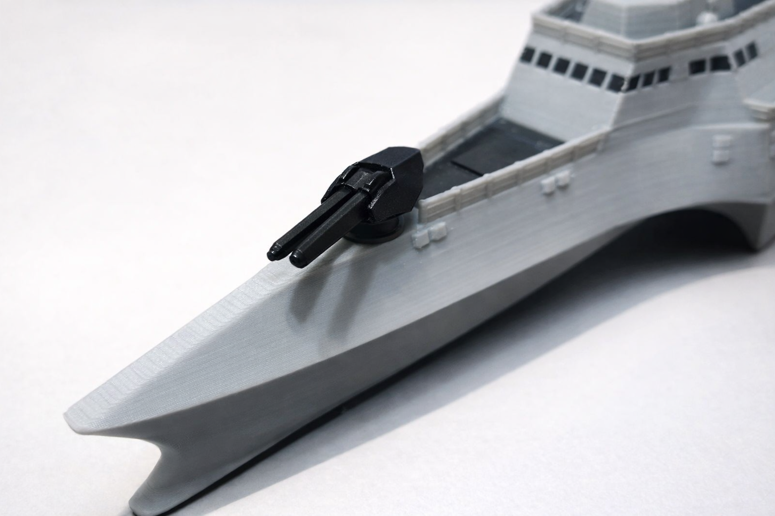 USS Littoral Combat Ship 3D Printed Display Model – Rotating Gun Naval Warship Decor