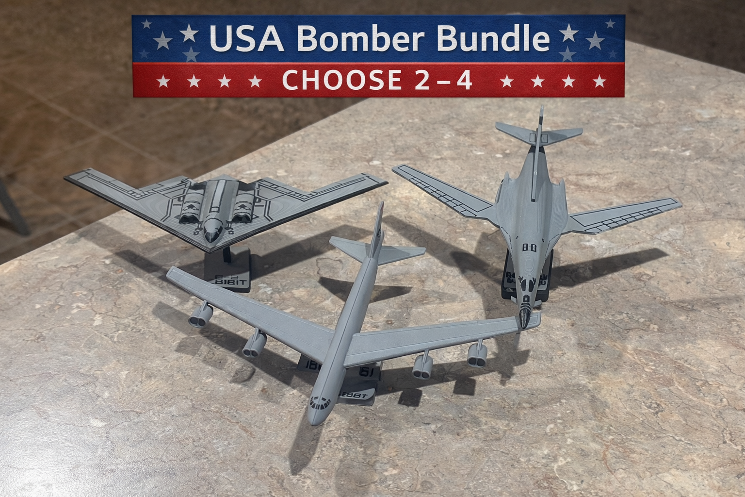 Military Bomber Aircraft Bundle 3D Printed Model Kit Set – Strategic Bomber Collection