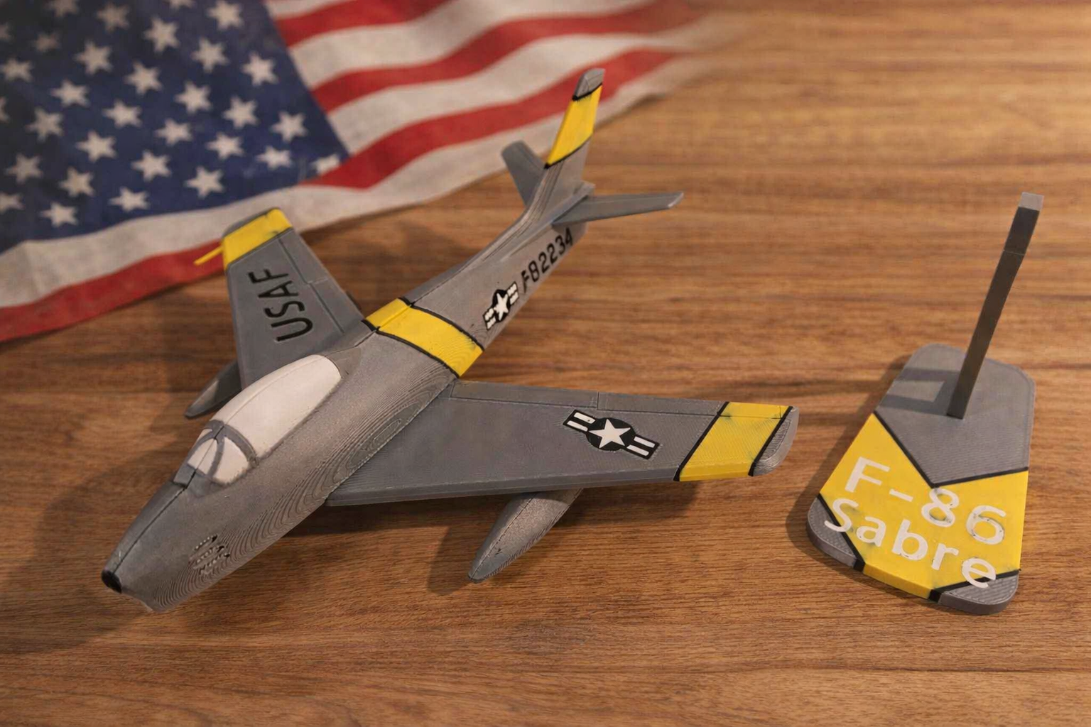F-86 Sabre 3D Printed Aircraft Model Kit – Buildable Fighter Jet Desk Display