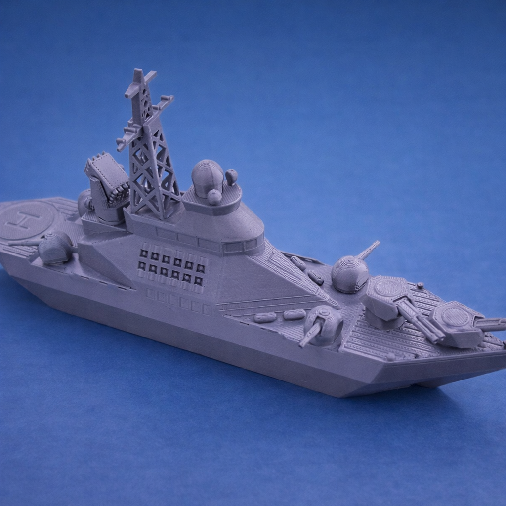 Sea Serpent 3D Printed Warship Display Model – Rotating Turrets Naval Ship Decor