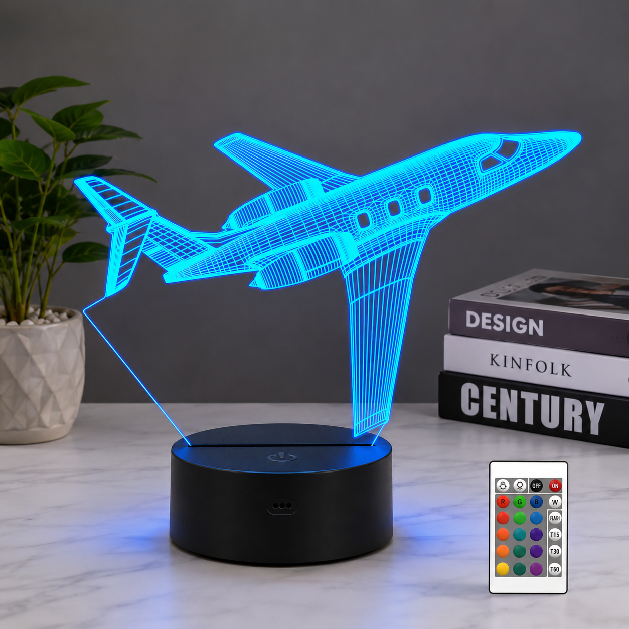 3D Airplane LED Night Light – 16 Color Remote & Touch Control Lamp