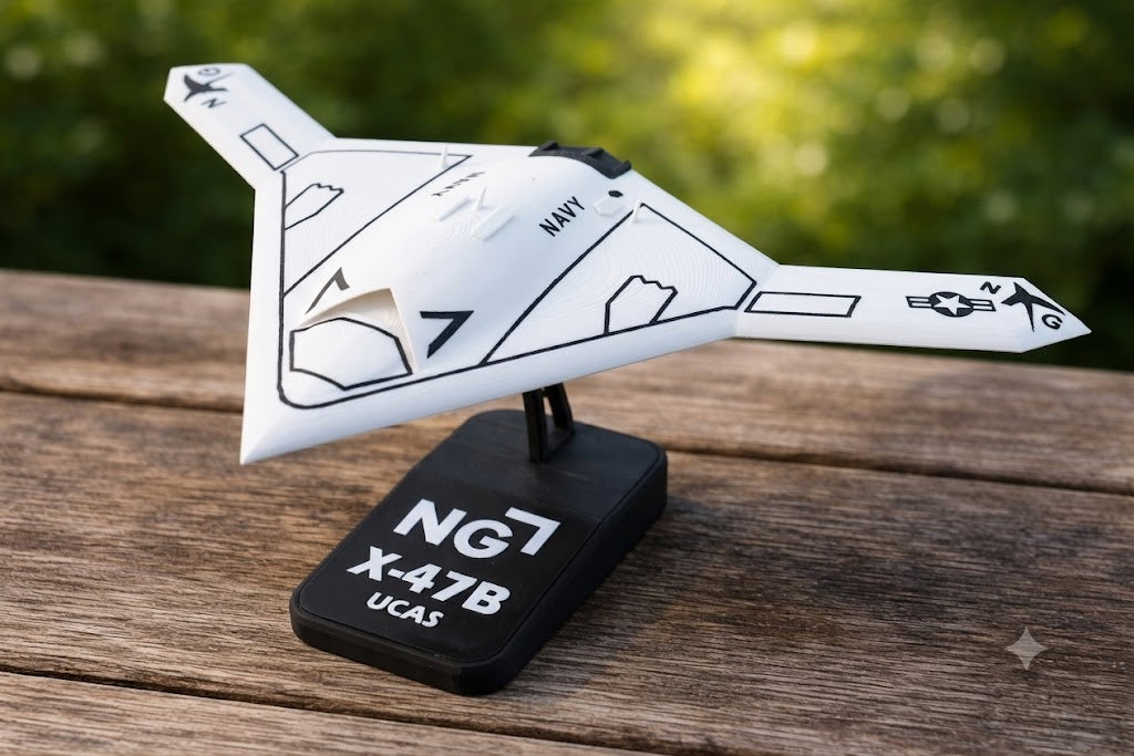 NG-X-47B UCAS 3D Printed Display Model – Stealth Drone Desk Decor Aircraft Stand