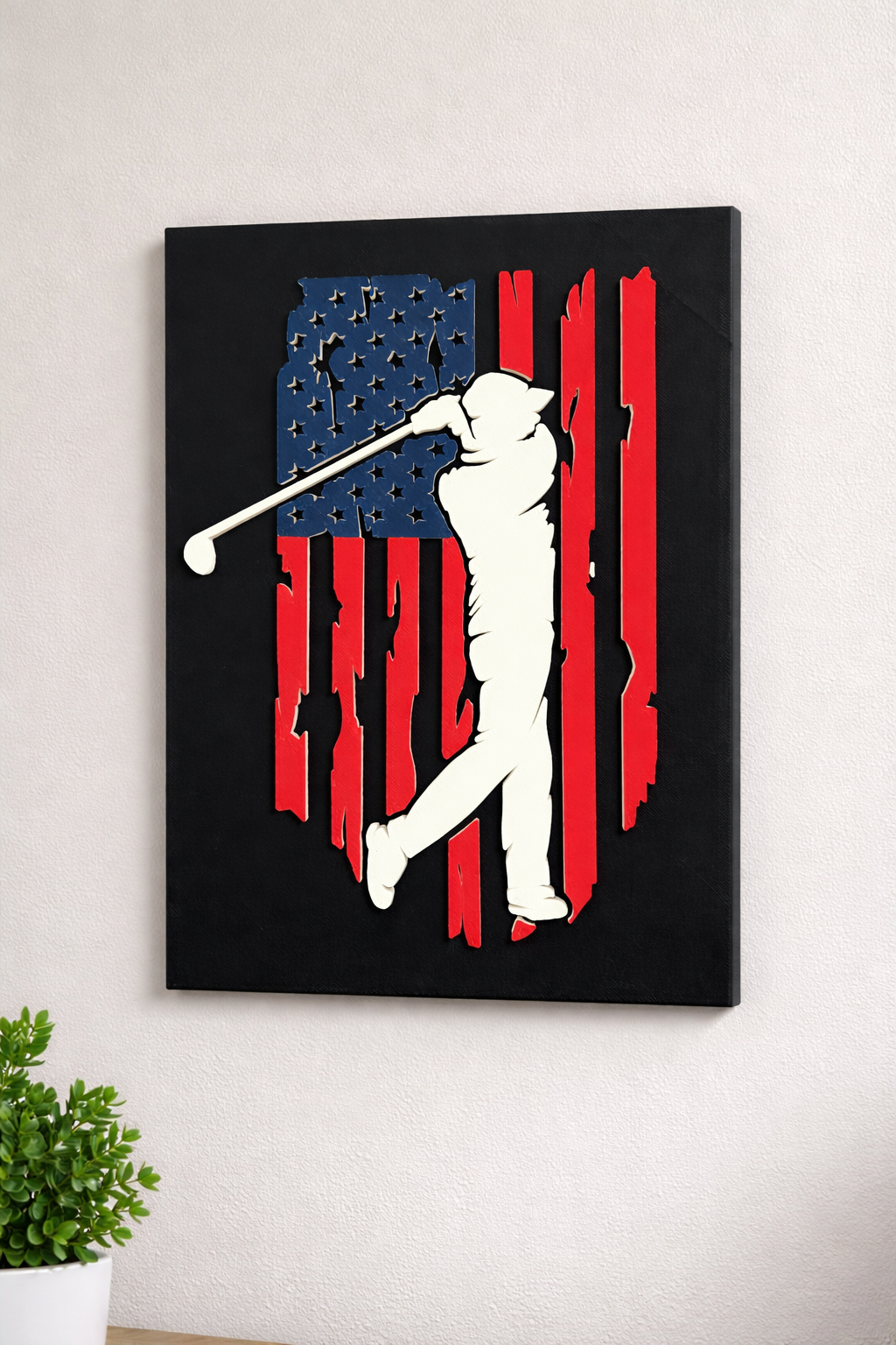 Golf USA Flag Wall Art – 3D Printed Golf Decor