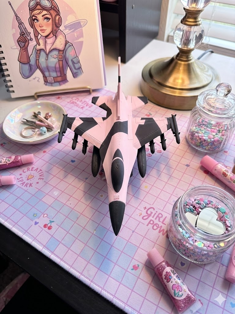 Pink F-16 Fighter Jet 3D Printed Model