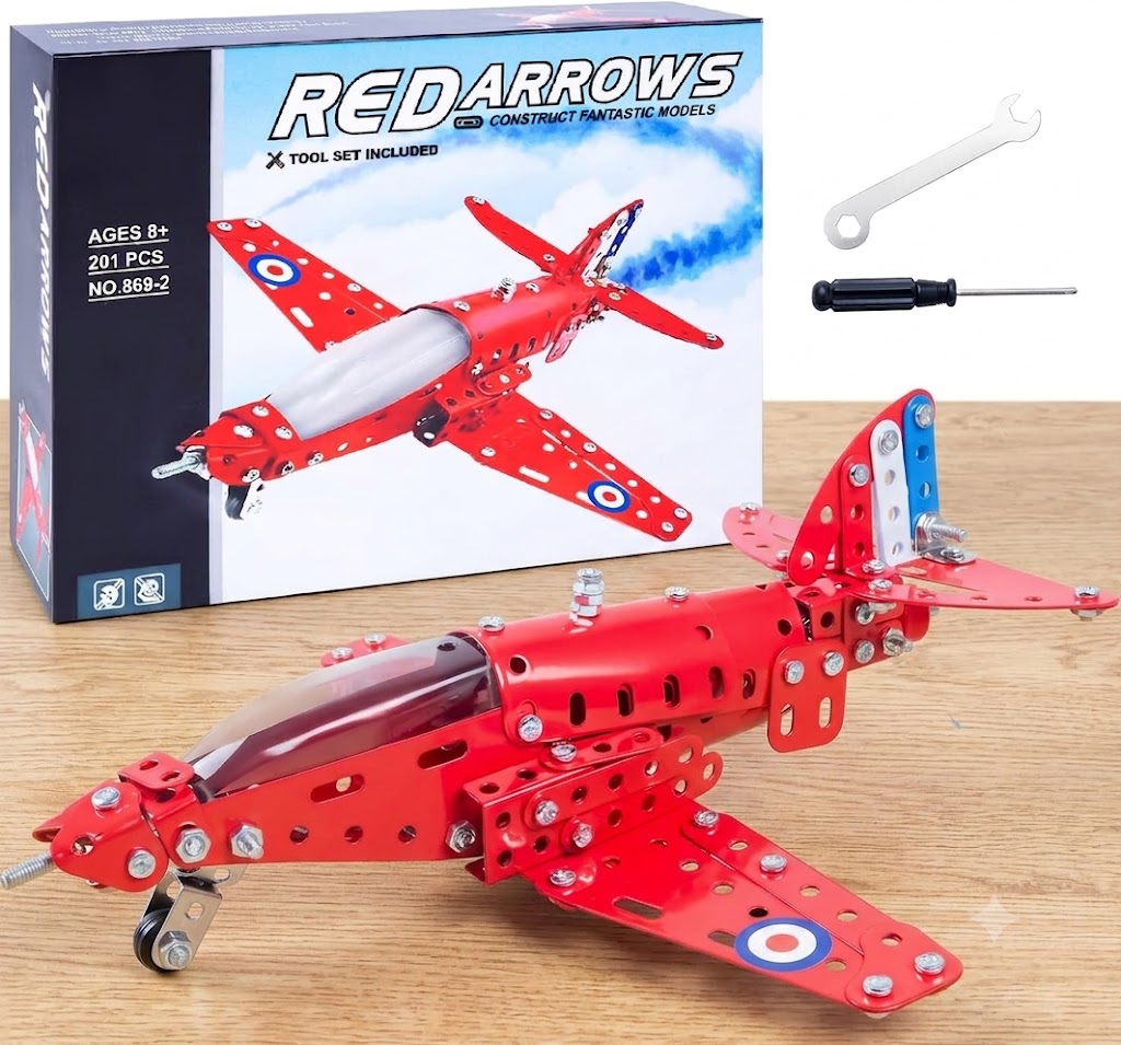 Toy Airplane Building Kit – 201 Piece STEM DIY Model Plane Construction Set