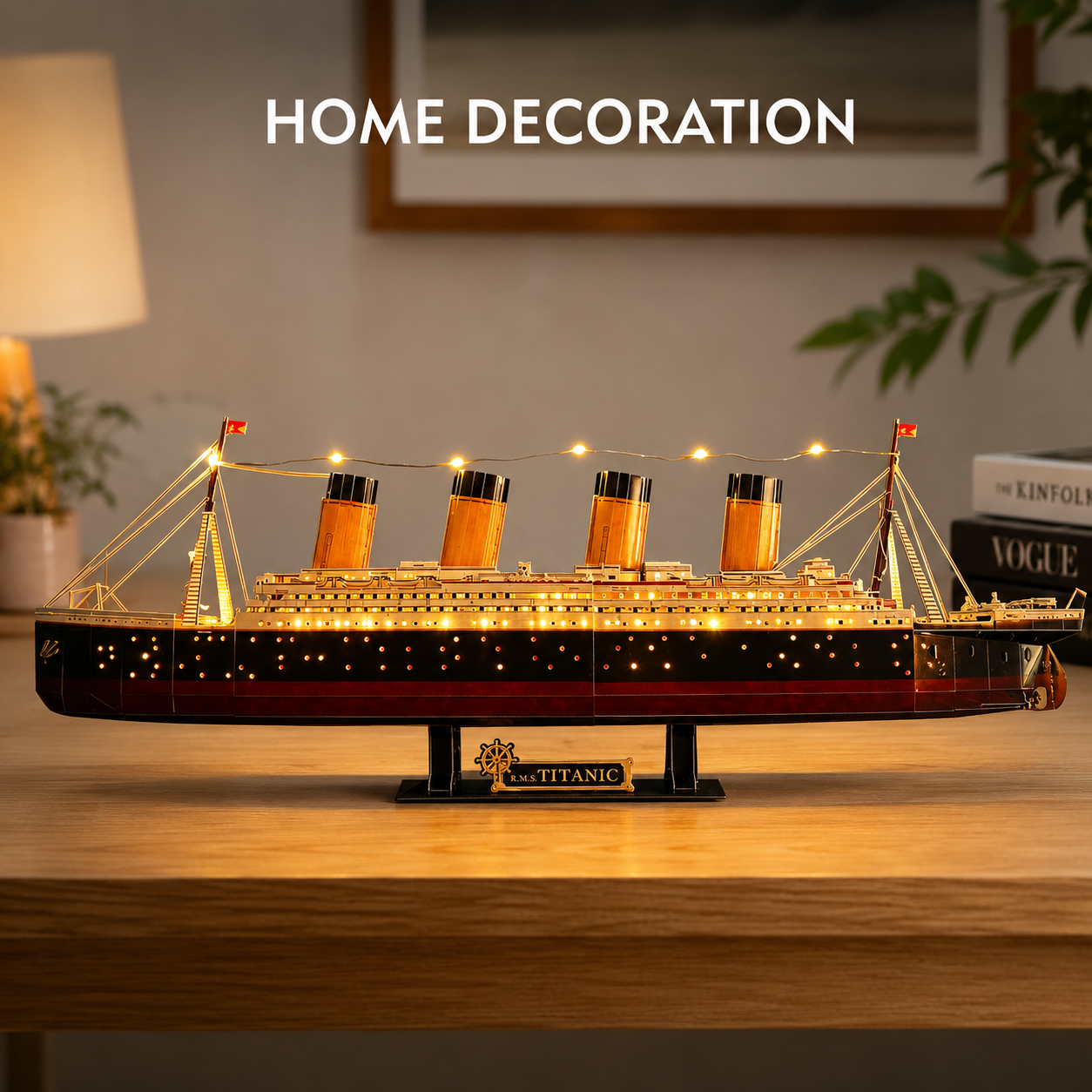 CubicFun Titanic 3D Model Ship Puzzle with LED Lights – 266 Pieces