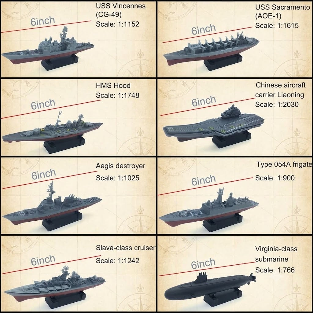 8-Piece Military Warship 3D Puzzle Model Kit Set – Battleships, Carrier & Submarine