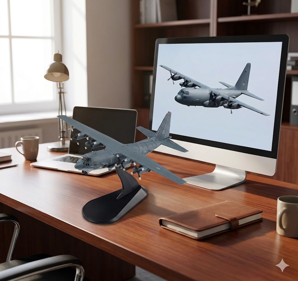 Lockheed AC-130 Gunship Die-Cast Aircraft Model – 1/200 Scale Military Display Plane