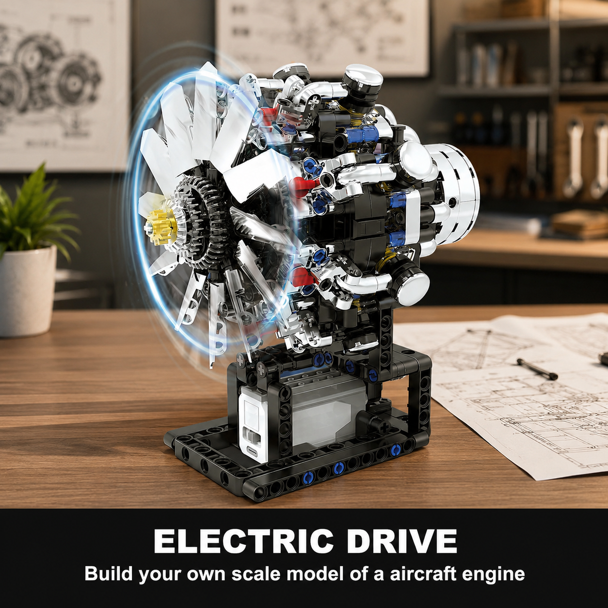 Toy Turbojet Engine Building Kit – 558 Piece Motorized STEM Aircraft Engine Model
