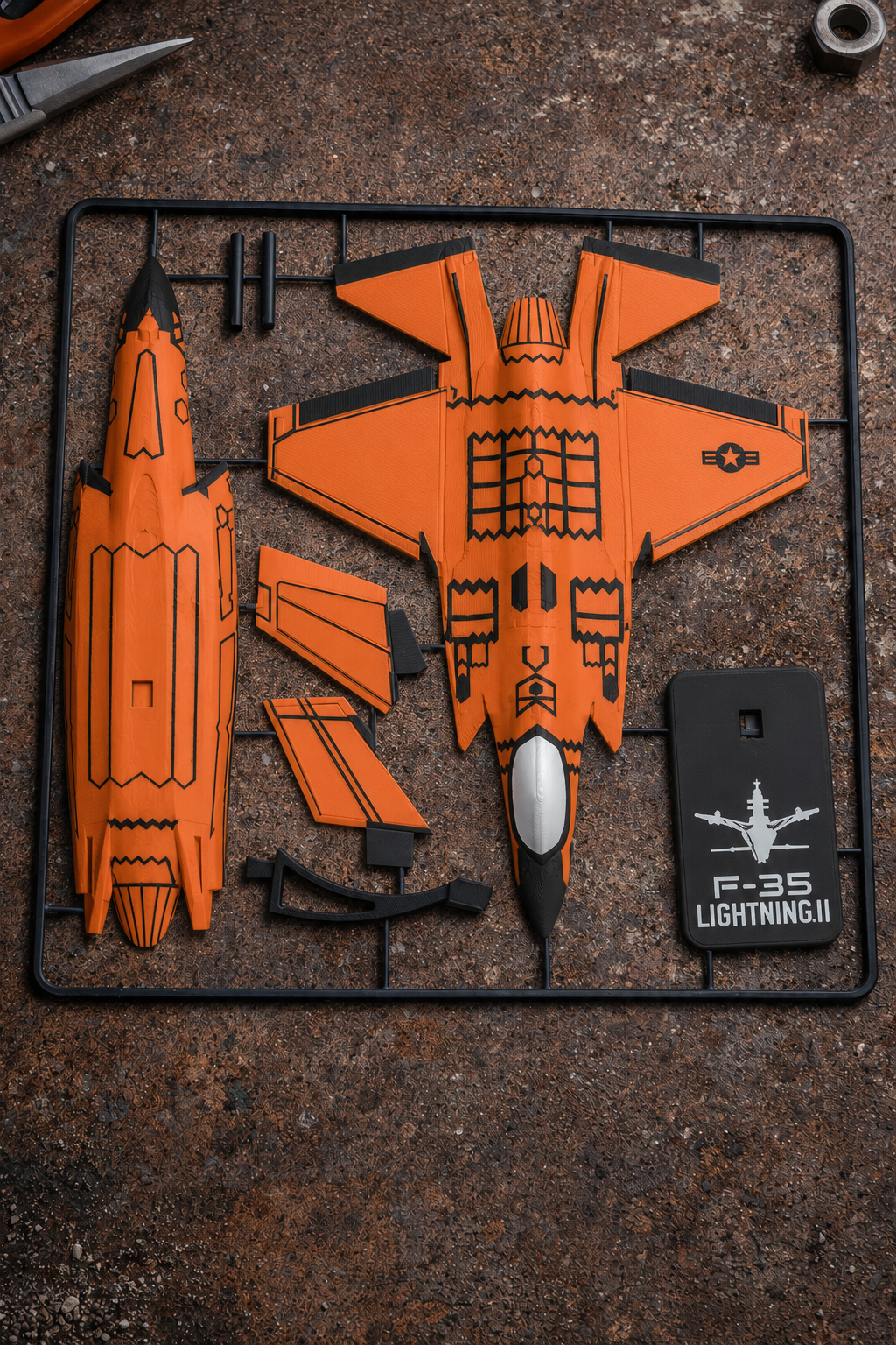 F-35 Lightning II Black 3D Printed Aircraft Model Kit – Stealth Fighter Edition