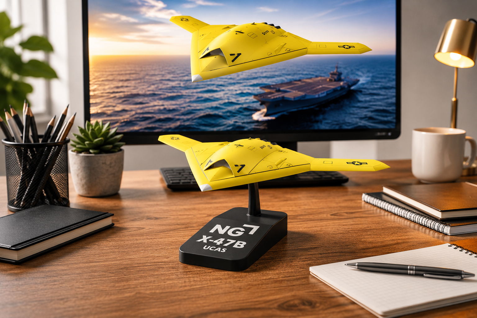 NG-X-47B UCAS 3D Printed Display Model – Stealth Drone Desk Decor Aircraft Stand