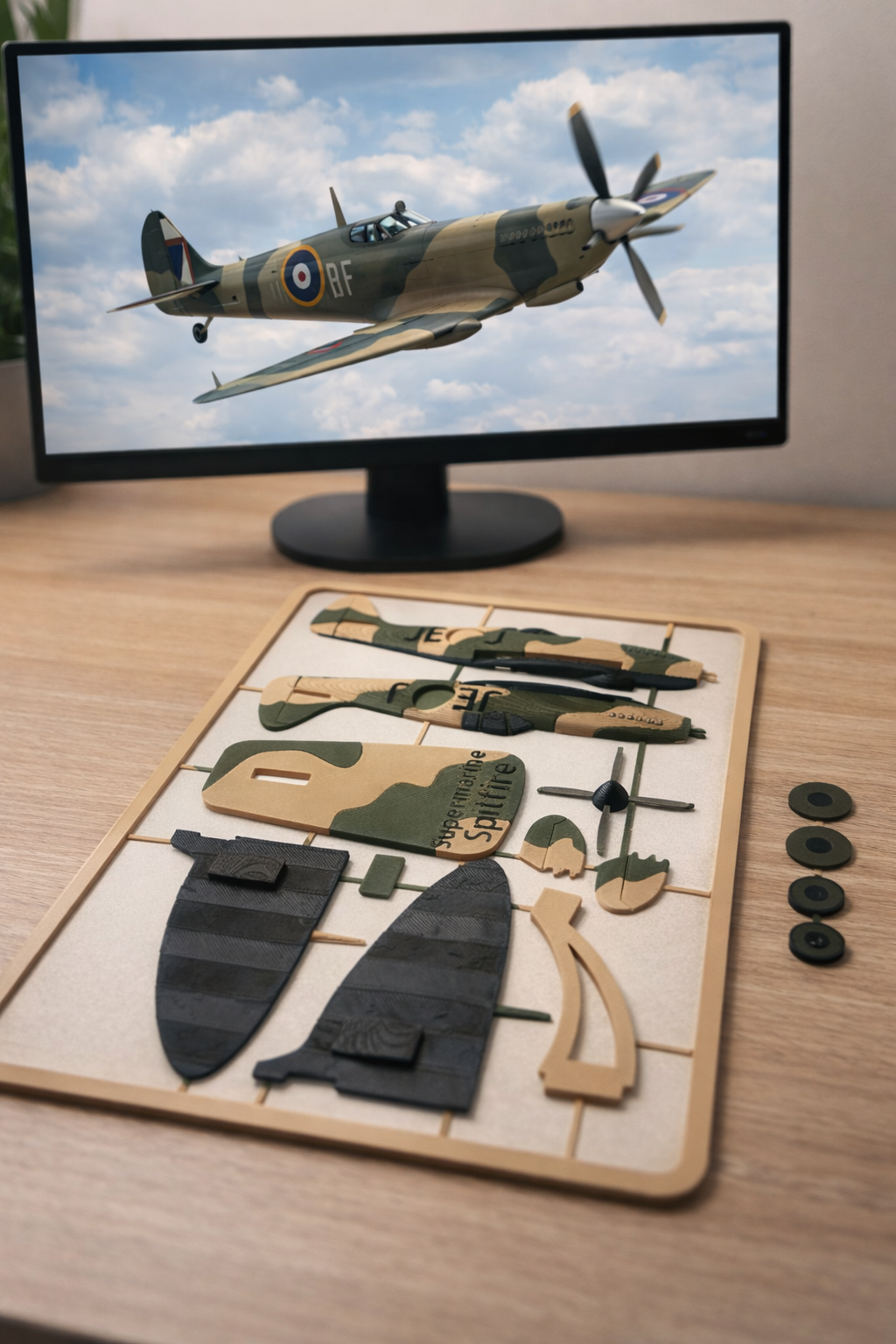 Spitfire WWII Fighter Plane Kit Card | 3D Printed Aircraft Model