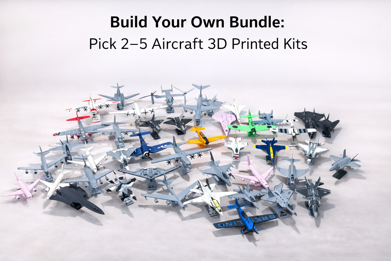 Choose Any 1, 2, 3, 4, or 5 Aircraft 3D Printed Model Kits – DIY Aviation Bundle