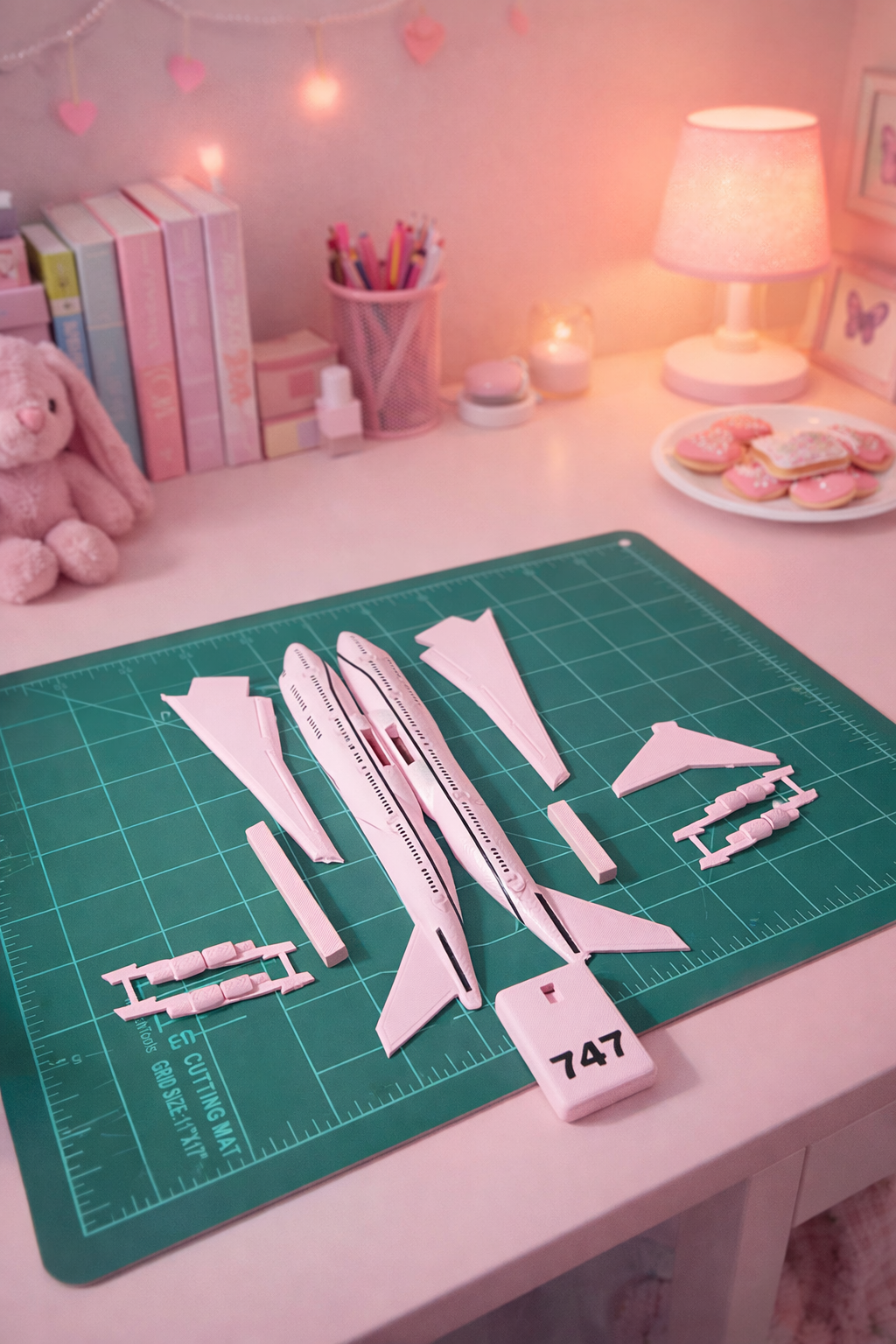Pink Boeing 747 3D Printed Aircraft Model Kit – Cute Jumbo Jet Edition