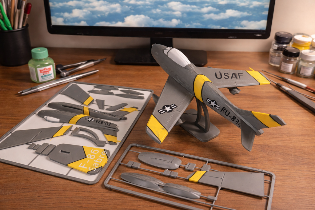 F-86 Sabre 3D Printed Aircraft Model Kit – Buildable Fighter Jet Desk Display