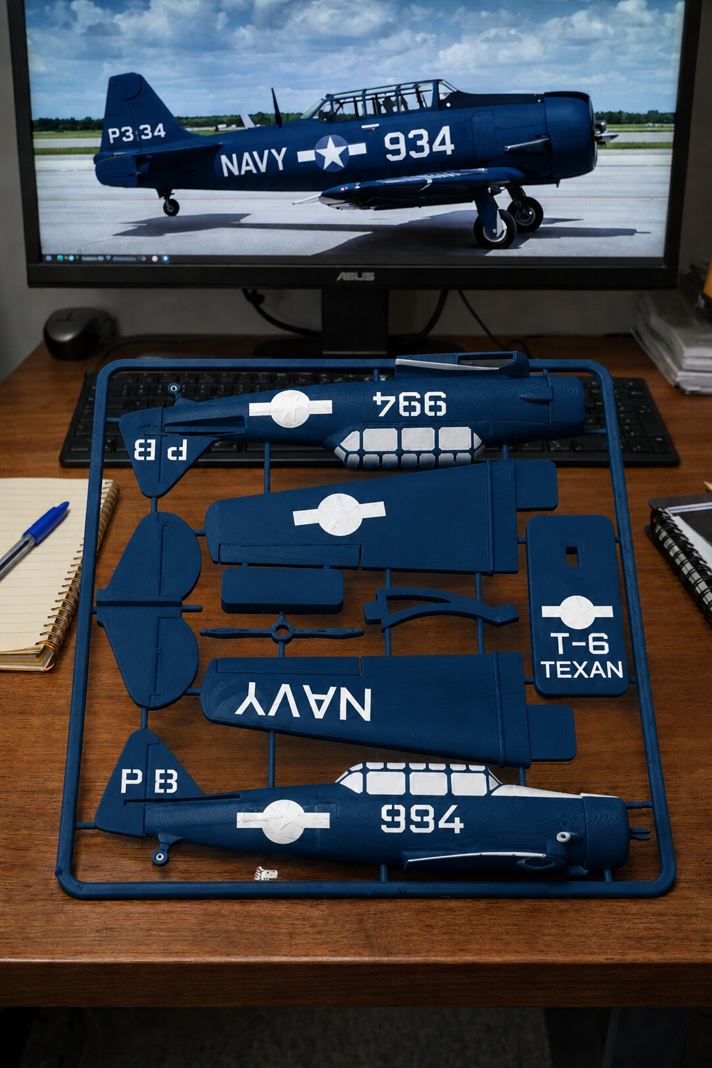 T-6 Texan 3D Printed Aircraft Model Kit – Vintage Navy Trainer Edition