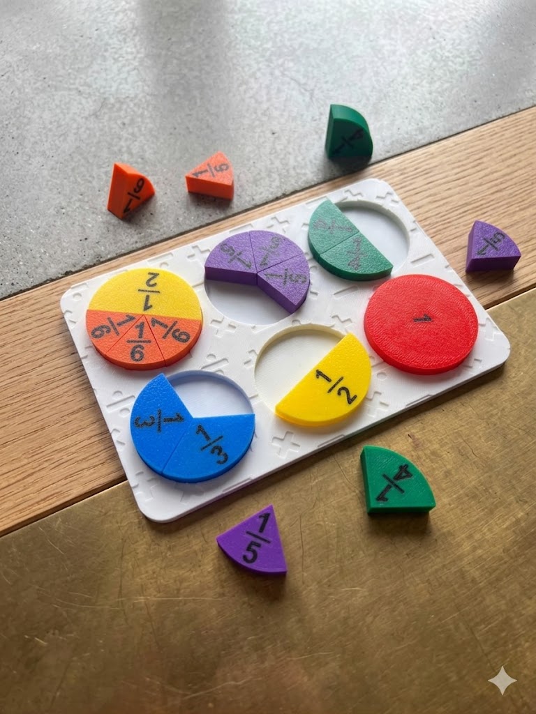 Fraction Learning Board for Kids | 3D Printed Math Puzzle | Montessori Fraction Teaching Toy