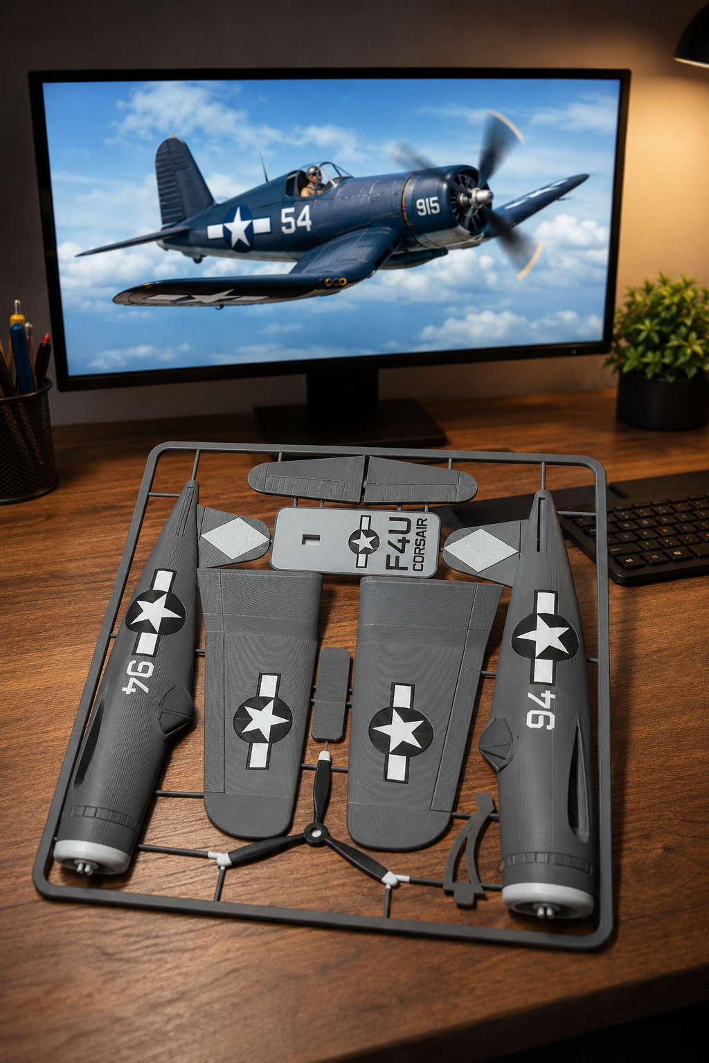 F4U Corsair 3D Printed Aircraft Model Kit – WWII Fighter Plane Edition