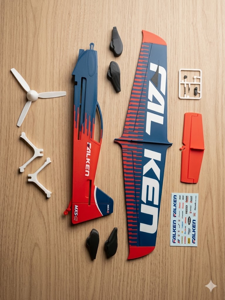 MXS-R Falken Aerobatic Plane 3D Printed Model | RC Airplane Display Build