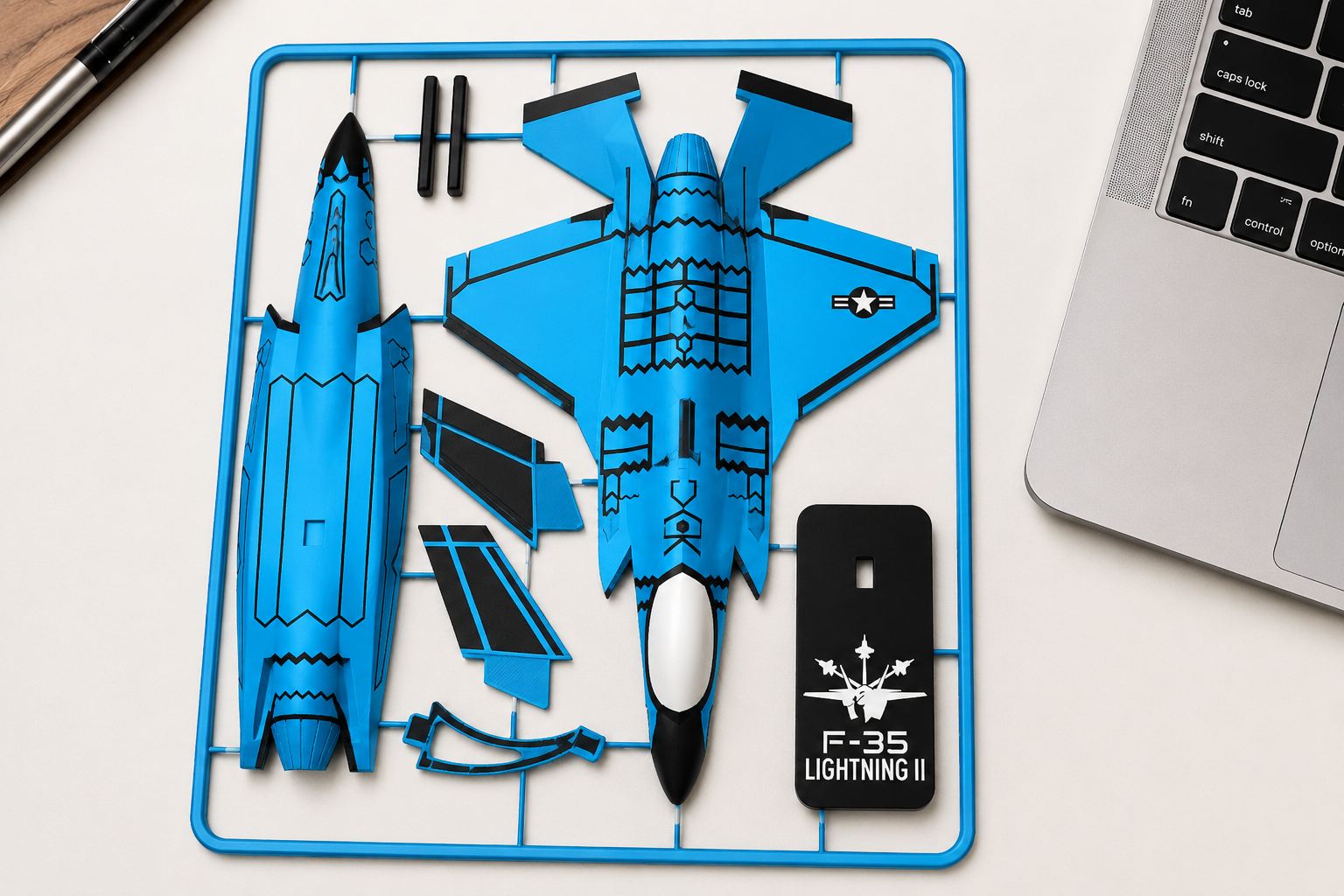 F-35 Lightning II Black 3D Printed Aircraft Model Kit – Stealth Fighter Edition