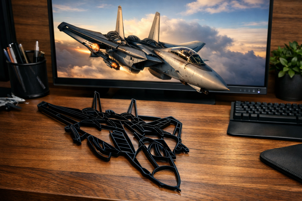 F-14 Tomcat Wall Art F-14 Tomcat Wall Art – 3D Printed Fighter Jet Wall Decor – Military Aircraft Hanging – Aviation Room & Office Decor