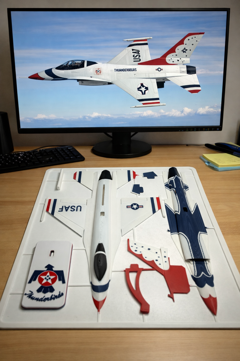 USAF Thunderbirds F-16 3D Printed Aircraft Model Kit – Air Demonstration Team Edition