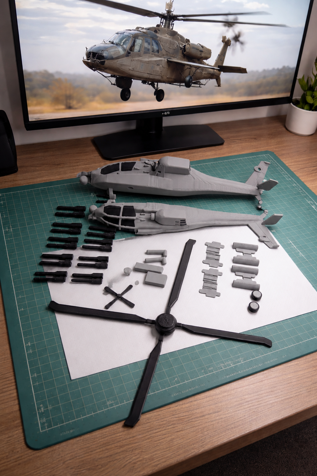 AH-64 Apache Helicopter 3D Printed Display Model – Military Attack Helicopter Edition