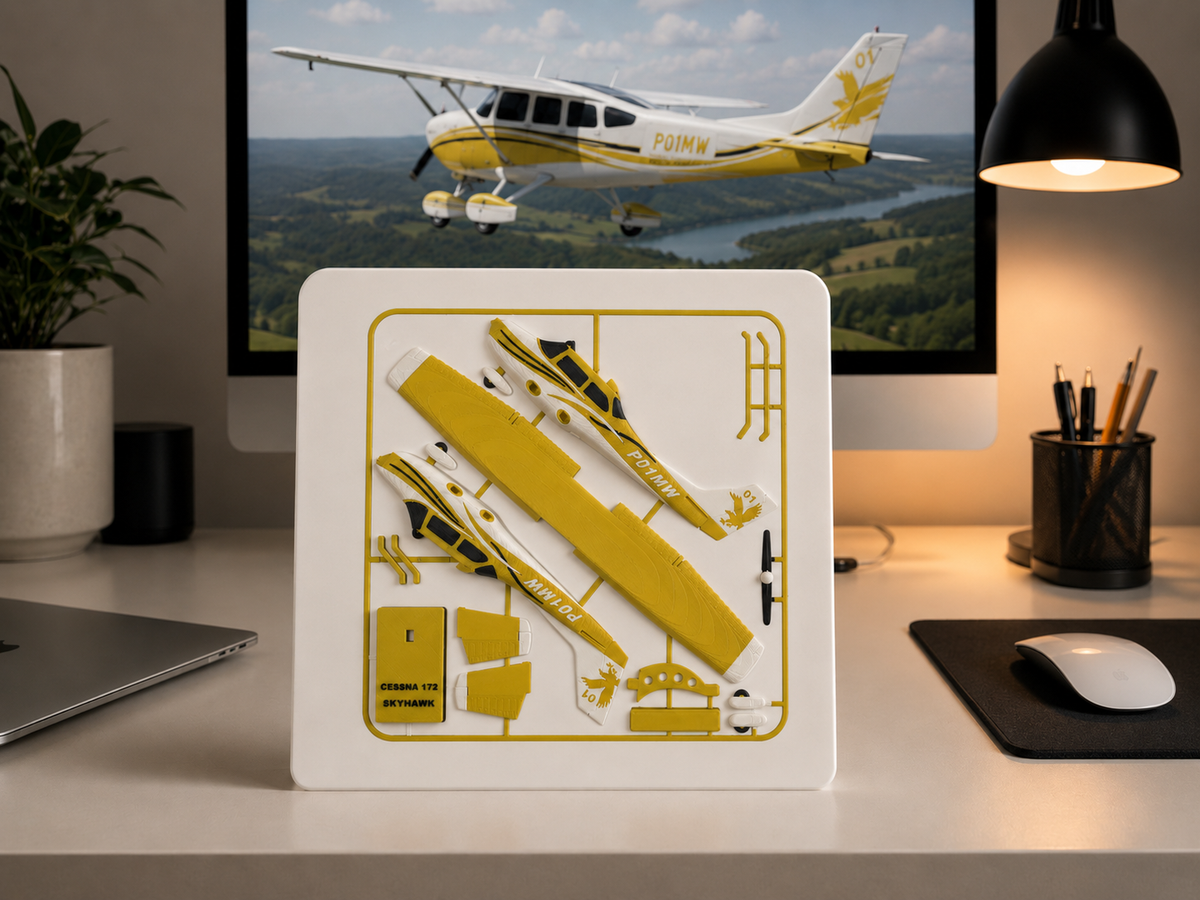 3D Printed Cessna 172 Skyhawk Model Kit Display