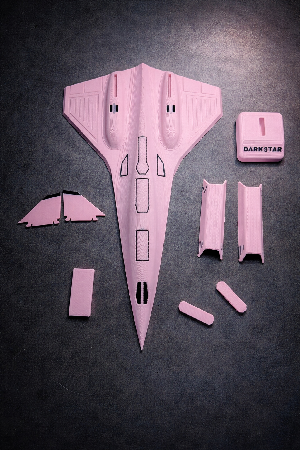 Pink Darkstar SR-72 Model Kit Card – 3D Printed Hypersonic Jet – Cute Pink Aviation Decor – DIY Snap Together Aircraft Model – Desk Display Gift – Future Fighter Jet Model