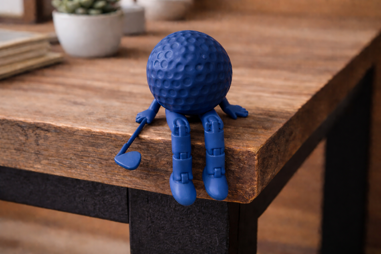 Funny Golf Ball Buddy with Club | 3D Printed Golf Desk Decor | Articulated Golf Figure