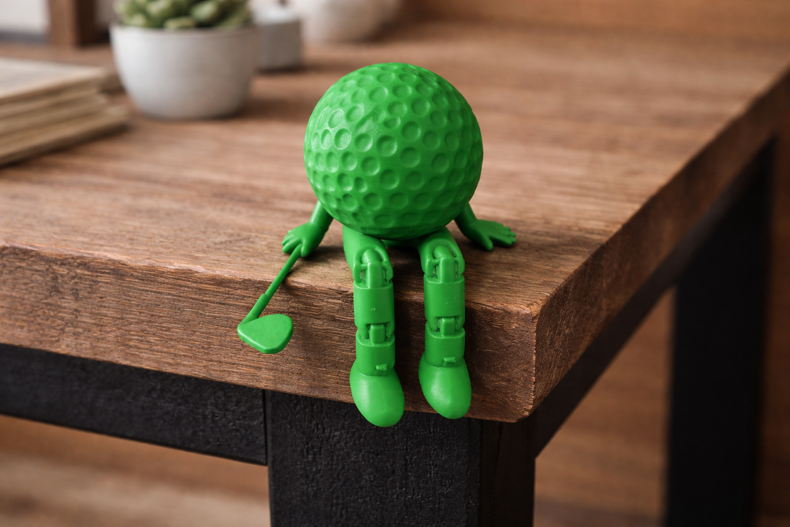 Funny Golf Ball Buddy with Club | 3D Printed Golf Desk Decor | Articulated Golf Figure