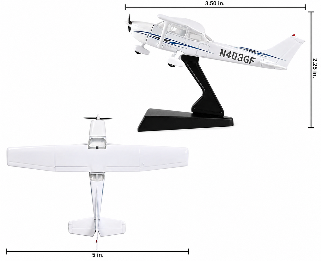 Cessna 172 Skyhawk 1:87 Scale 3D Printed Display Model Airplane w/ Stand