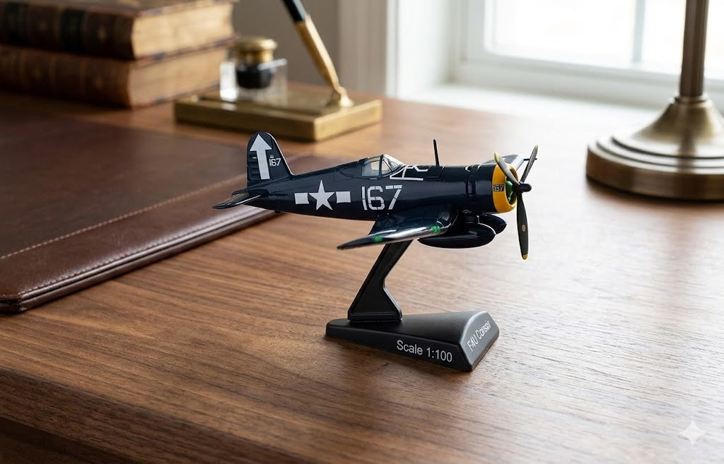 F4U Corsair Die-Cast Aircraft Model – 1/100 Scale WWII Navy Fighter Plane