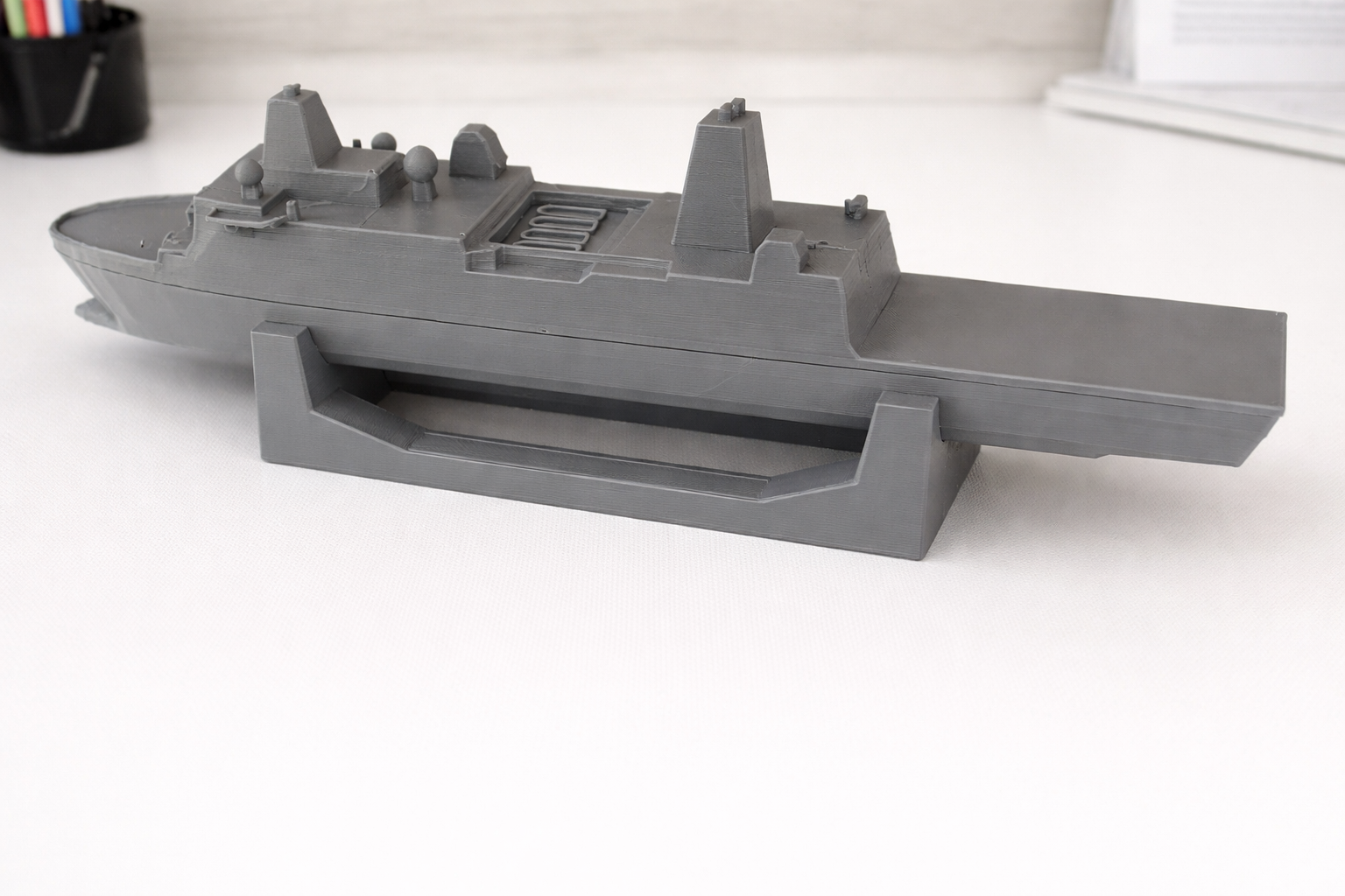 USS San Antonio Class Amphibious Transport Dock 3D Printed Display Ship – Naval Desk Decor
