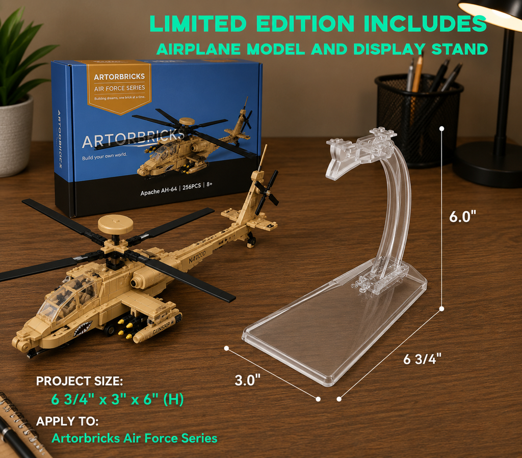 H-64 Apache Military Helicopter Building Set – 223 Piece Model Kit