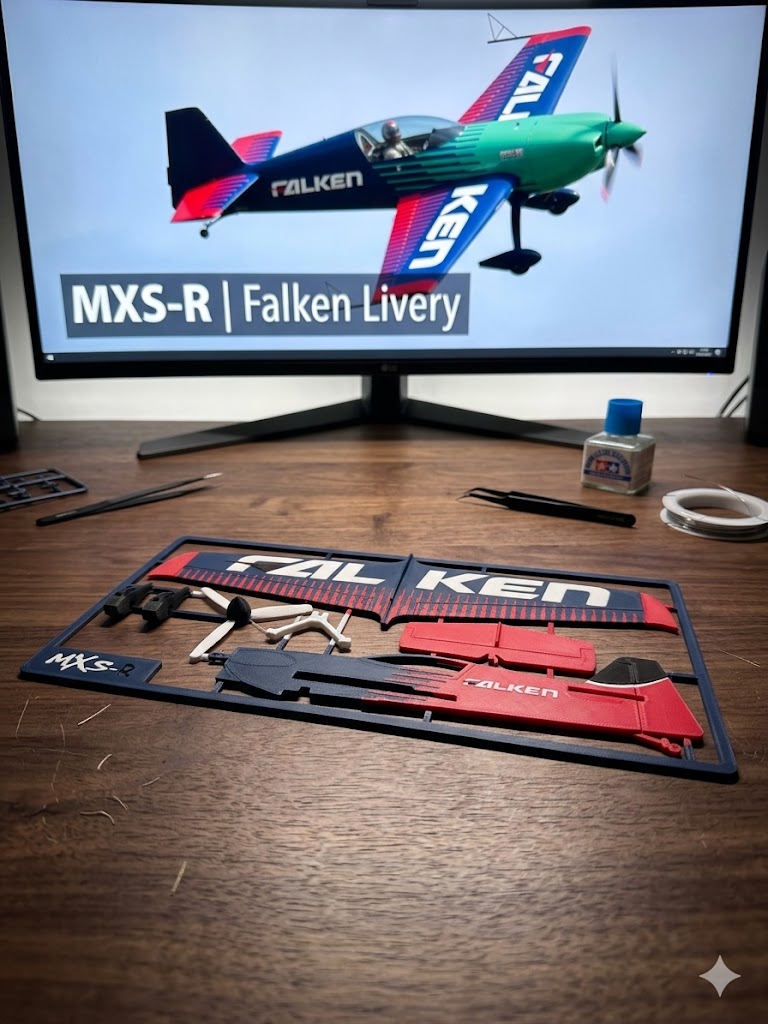 MXS-R Falken Aerobatic Plane 3D Printed Model | RC Airplane Display Build