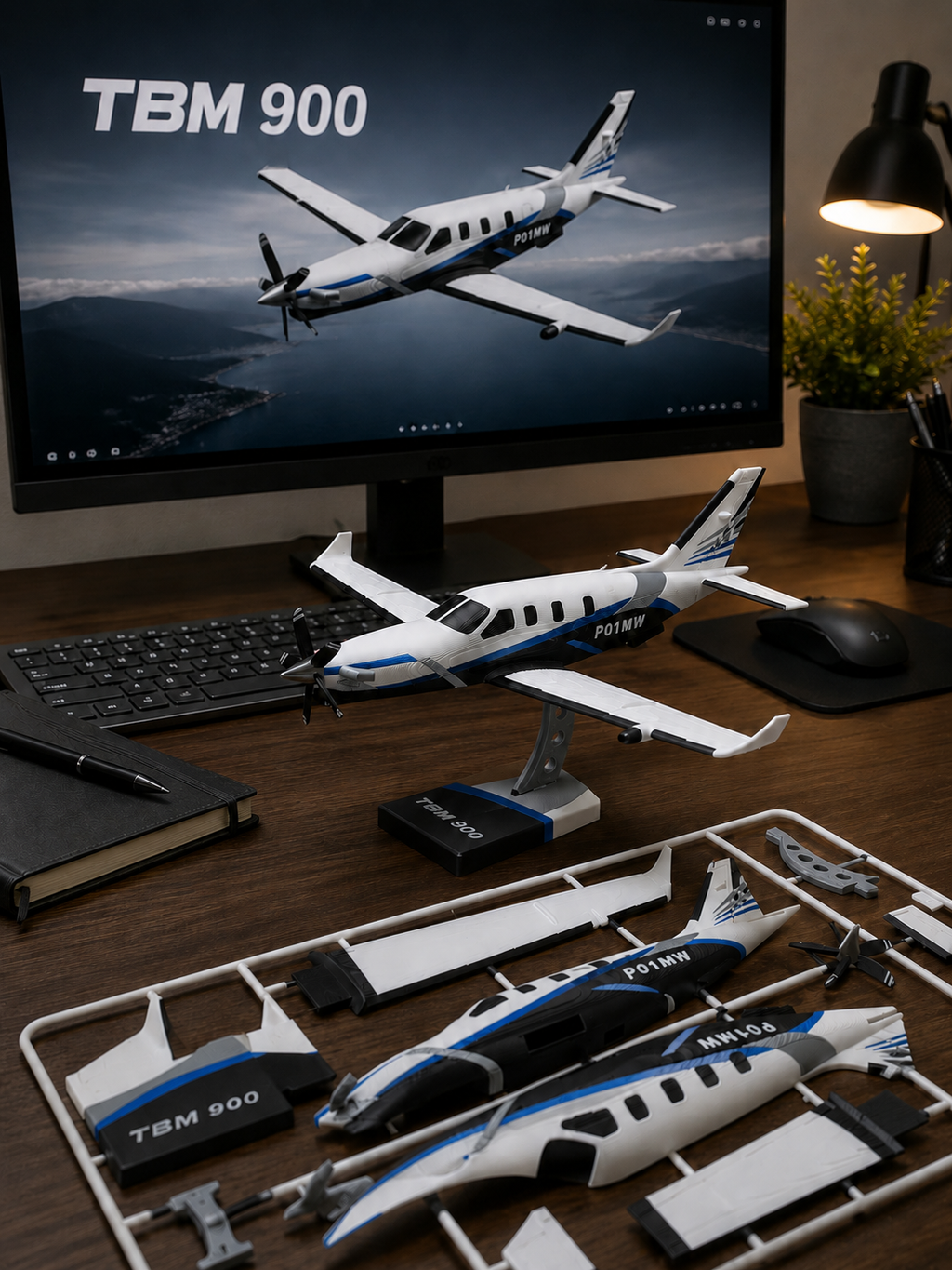 TBM 900 3D Printed Airplane Model Kit | Aviation Desk Decor