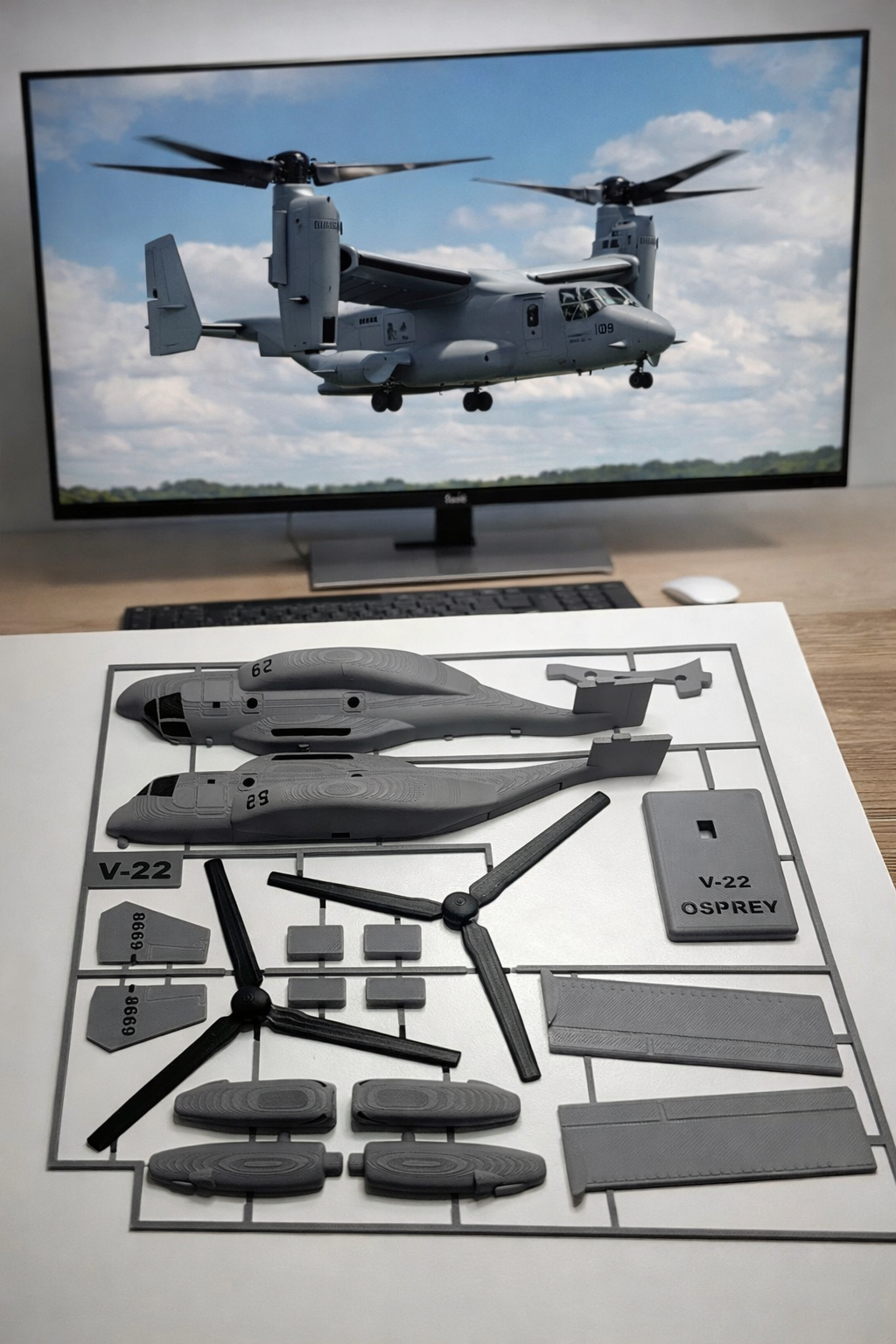 V-22 Osprey 3D Printed Aircraft Model Kit – Military Tiltrotor Aircraft