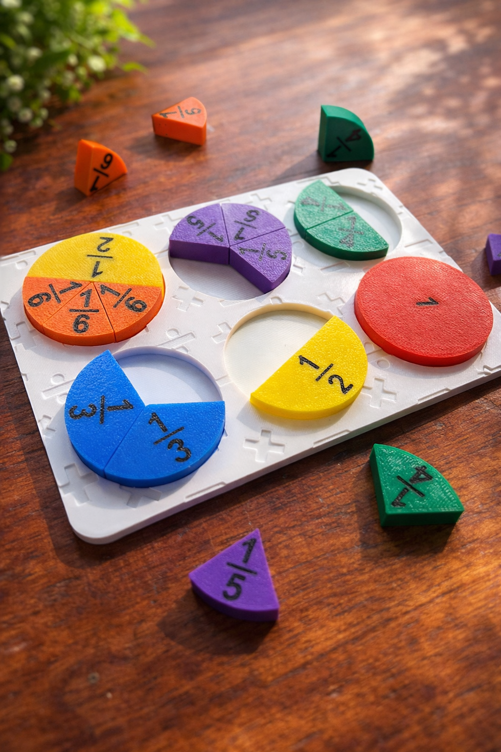 Fraction Learning Board for Kids | 3D Printed Math Puzzle | Montessori Fraction Teaching Toy