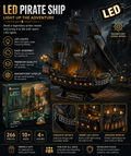 CubicFun Queen Anne's Revenge 3D Pirate Ship Puzzle with LED Lights – 340 Pieces