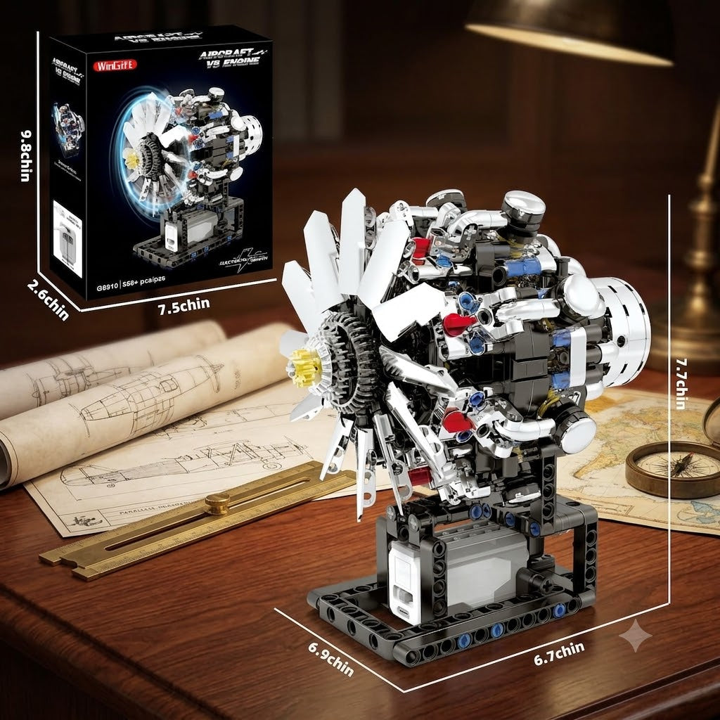 Toy Turbojet Engine Building Kit – 558 Piece Motorized STEM Aircraft Engine Model
