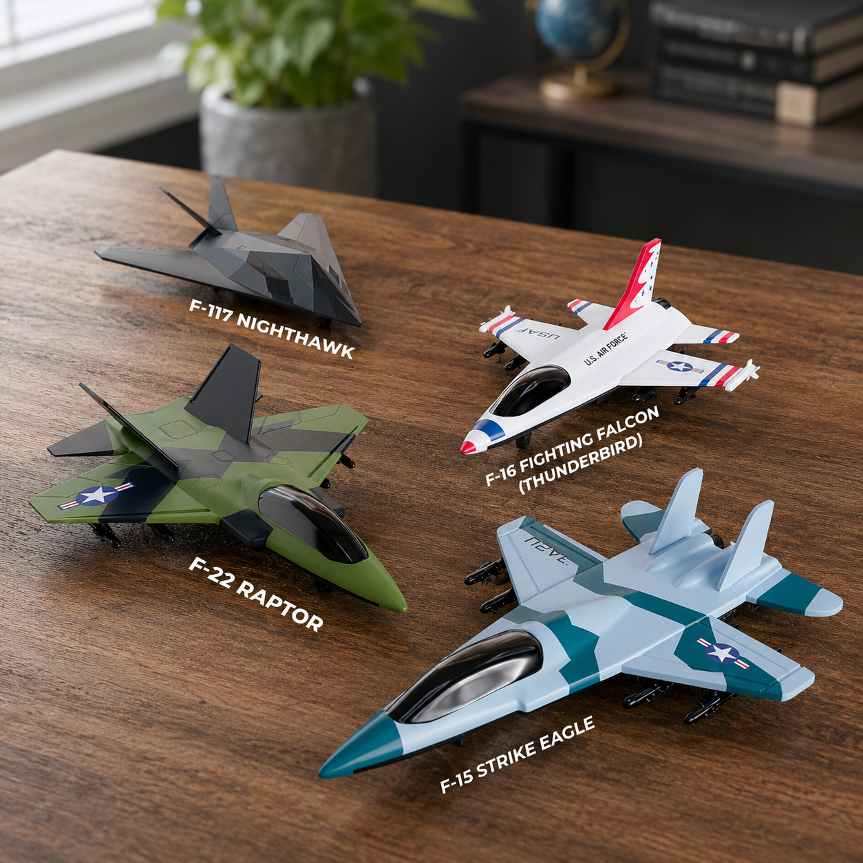 US Air Force Toy Fighter Jets 4-Pack Die-Cast Pull Back Airplane Set